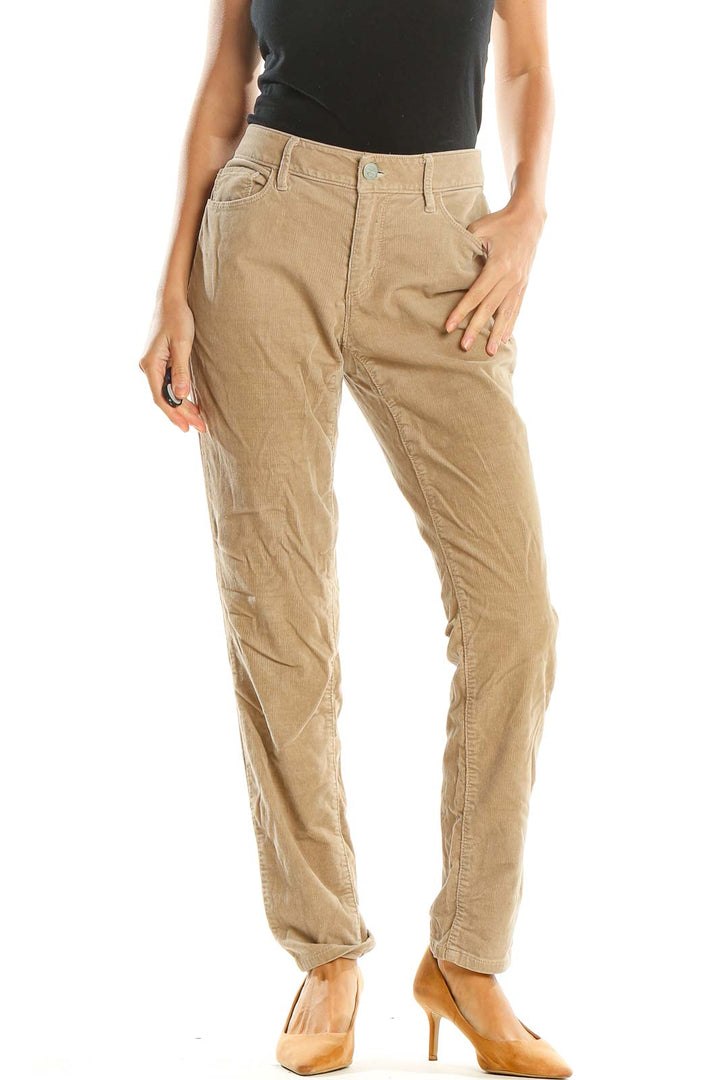 Brown Textured All Day Wear Pants