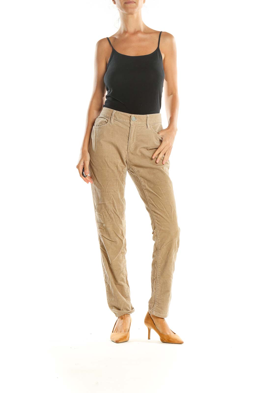 Brown Textured All Day Wear Pants