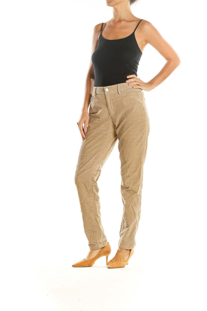 Brown Textured All Day Wear Pants