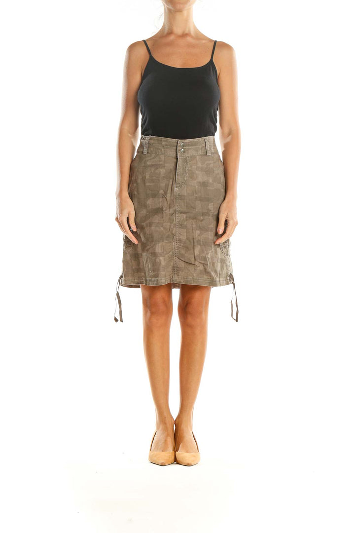 Brown Camoflauge Checkered All Day Wear A-Line Skirt