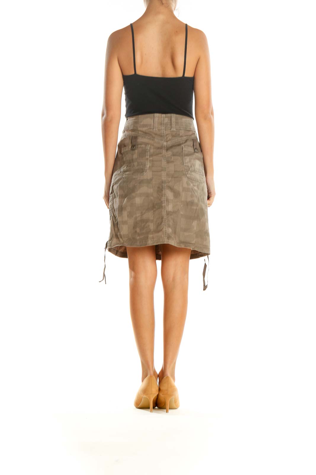 Brown Camoflauge Checkered All Day Wear A-Line Skirt