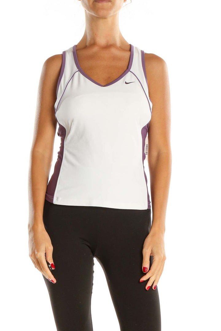 White Purple Activewear Tank Top