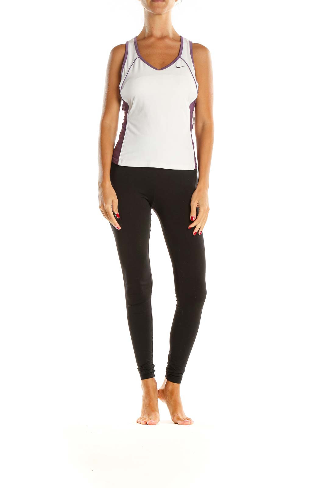 White Purple Activewear Tank Top