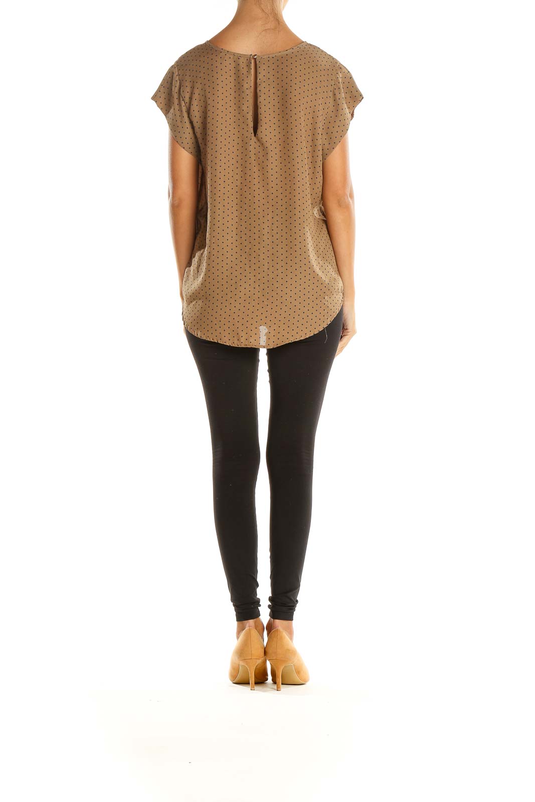 Brown Polka Dot Casual Blouse