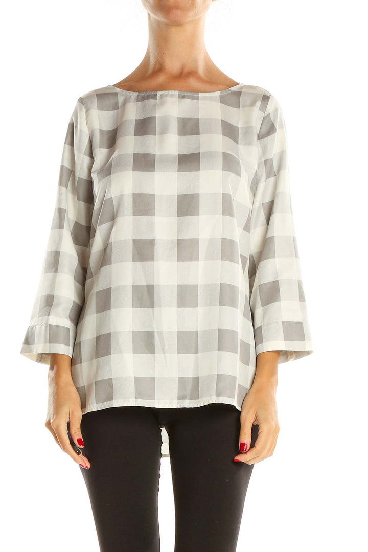 Beige Checkered Brunch Top