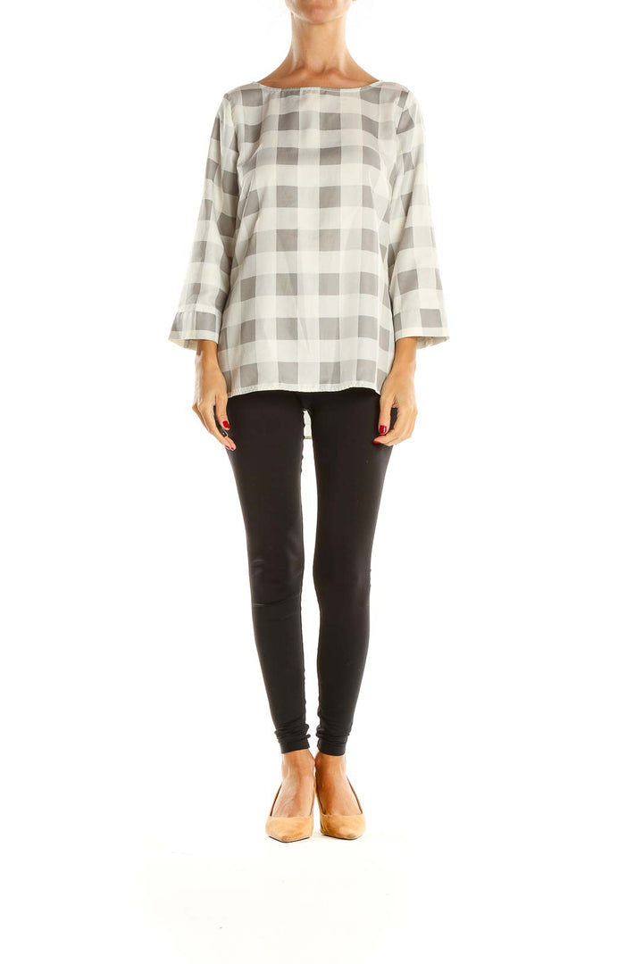 Beige Checkered Brunch Top