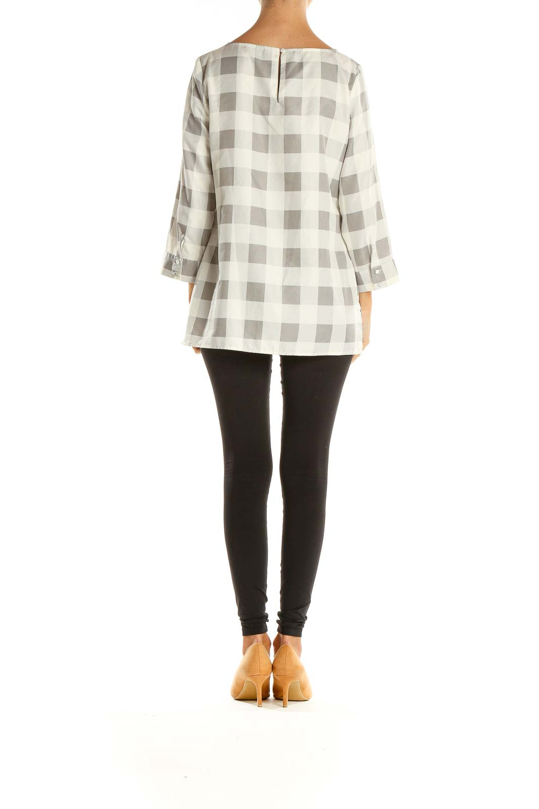 Beige Checkered Brunch Top