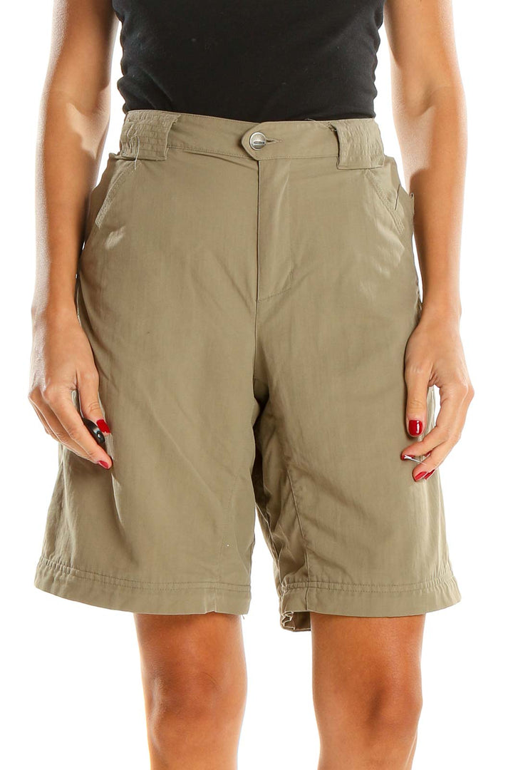 Brown Solid Activewear Shorts