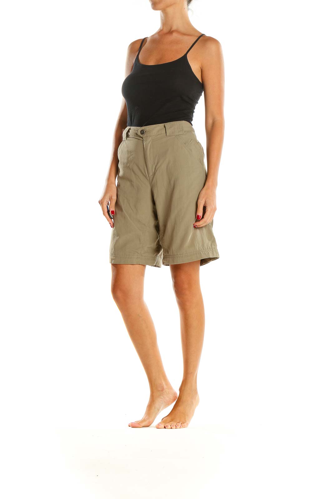 Brown Solid Activewear Shorts