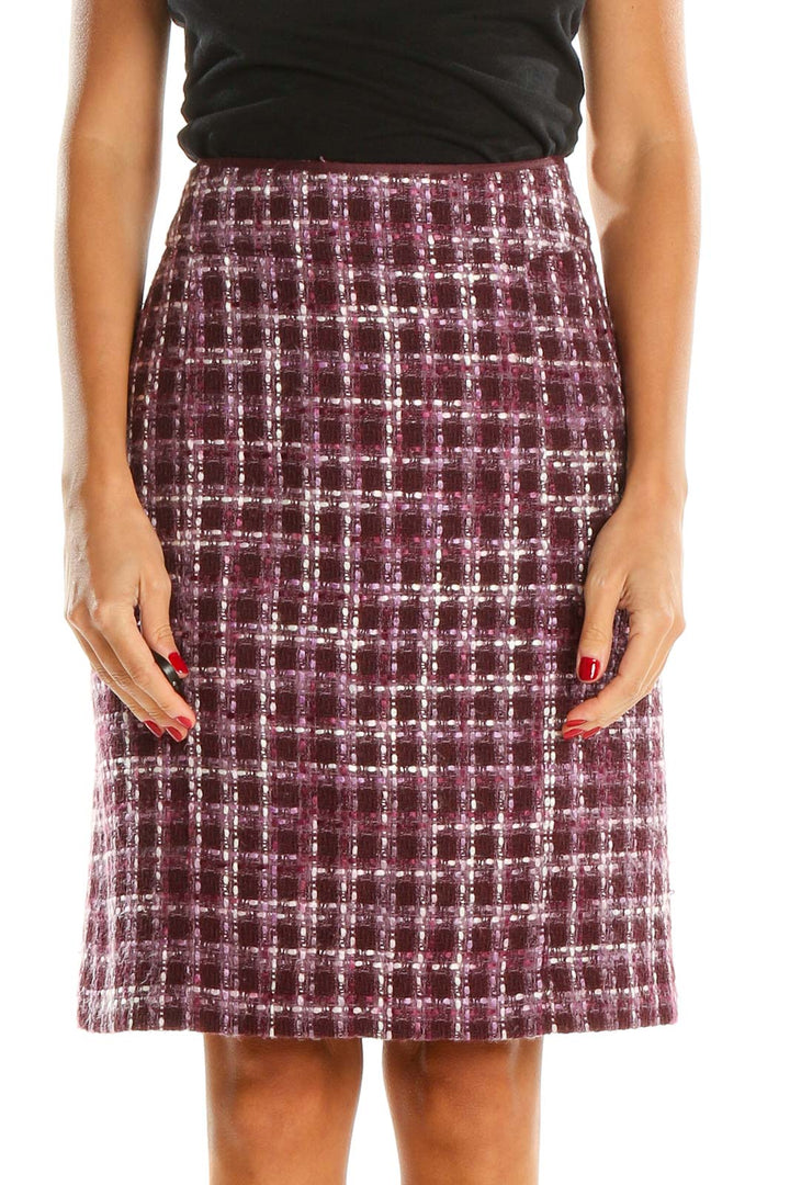 Purple Tweed Chic A-Line Skirt