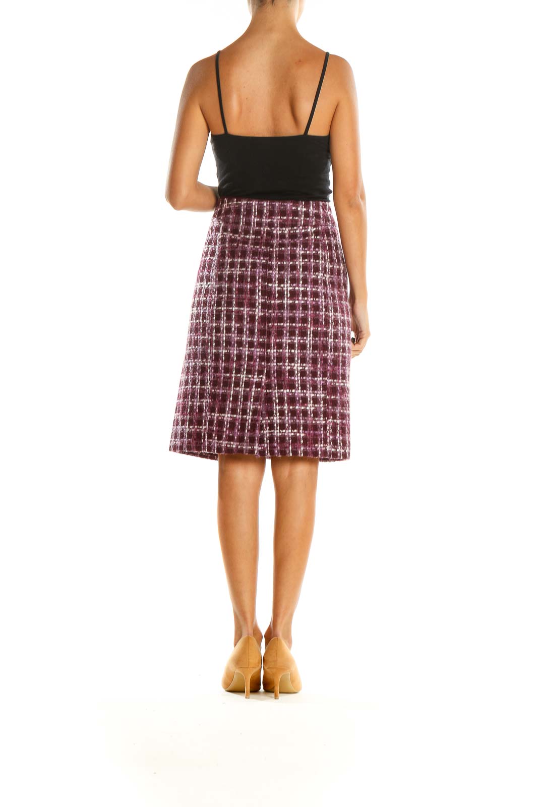 Purple Tweed Chic A-Line Skirt