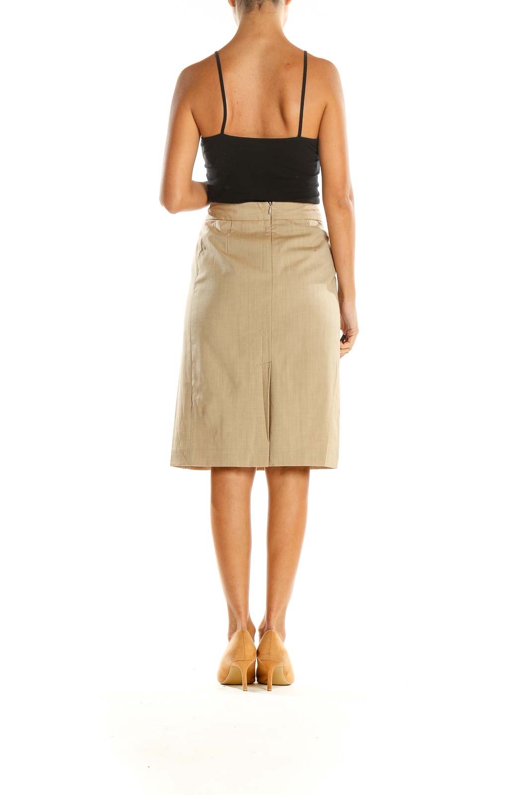 Beige Classic Pencil Skirt