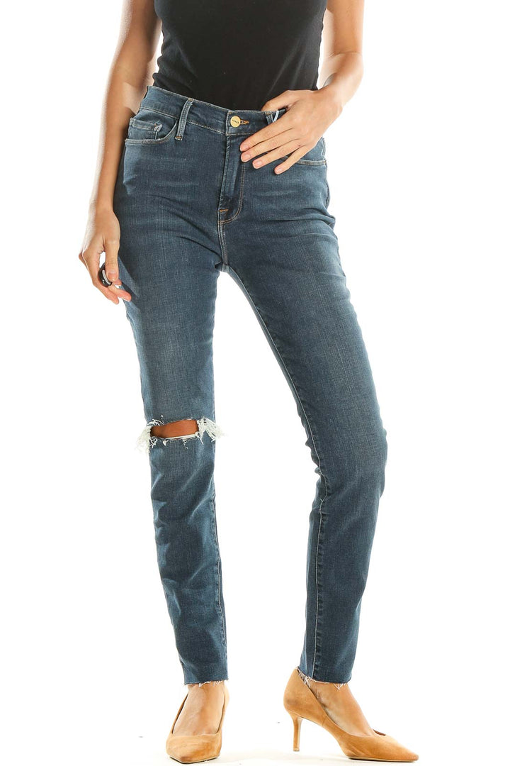 Blue Distressed Skinny Jeans