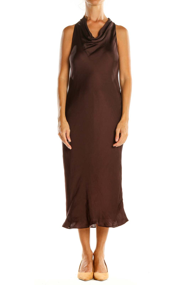 Brown Cocktail Column Dress