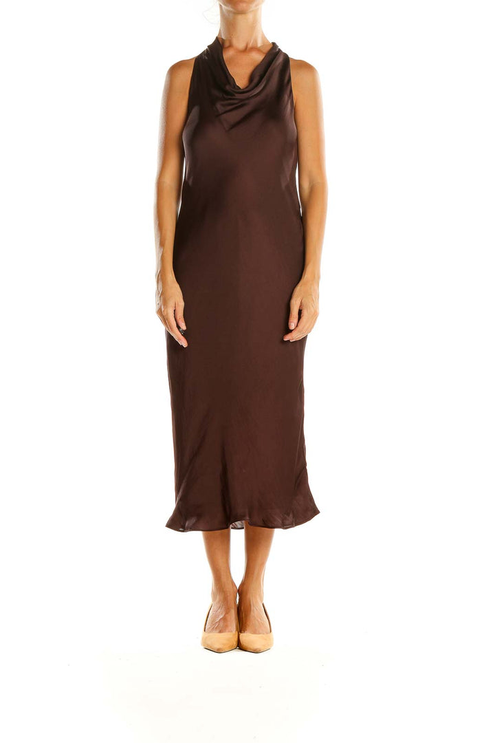 Brown Cocktail Column Dress