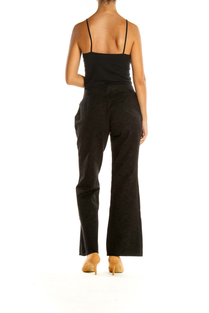 Black Wide Leg Textured Retro Trousers