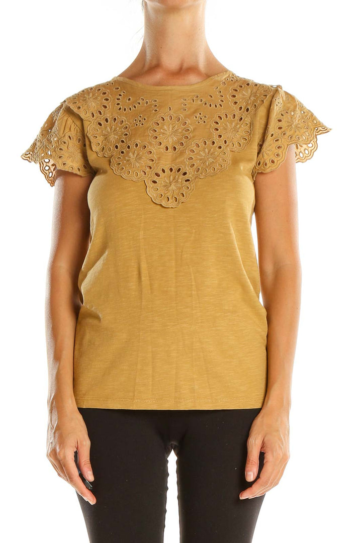 Yellow Eyelet All Day Wear Top