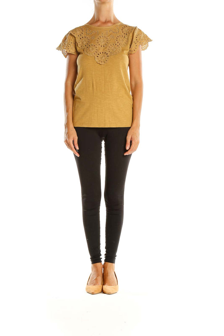 Yellow Eyelet All Day Wear Top