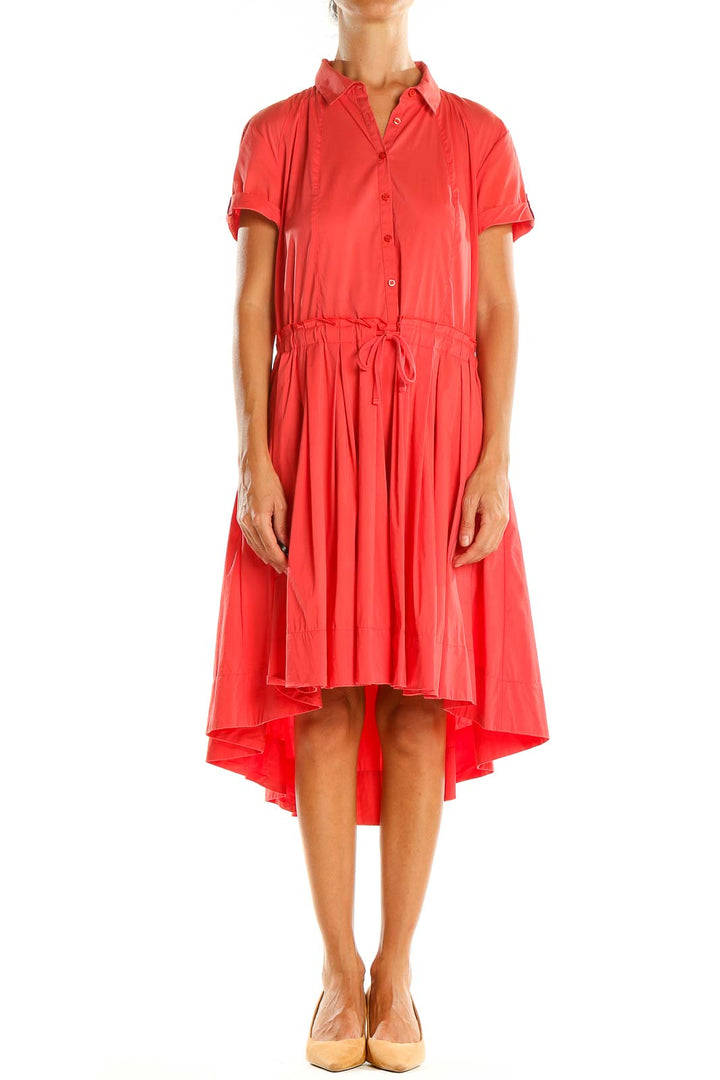 Red/Pink High Low Fit & Flare Dress