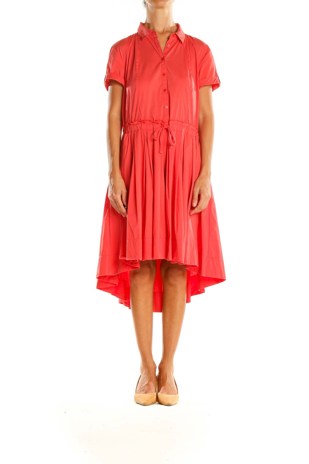 Red/Pink High Low Fit & Flare Dress