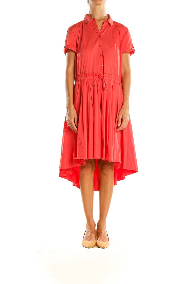 Red/Pink High Low Fit & Flare Dress