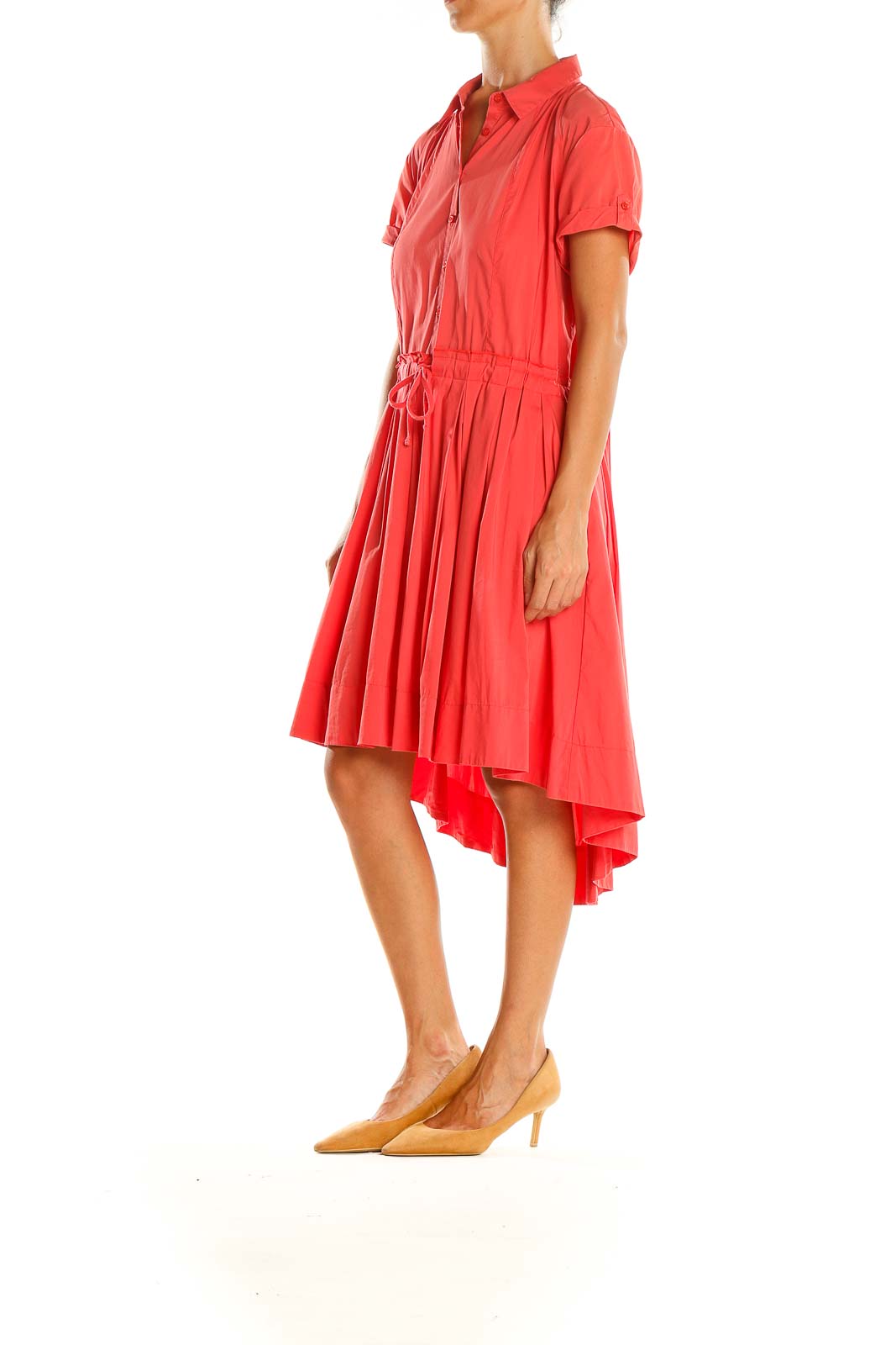 Red/Pink High Low Fit & Flare Dress