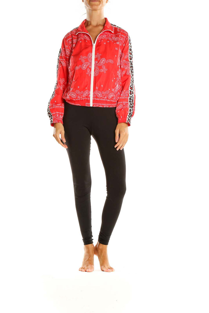 Red Printed Bomber Jacket