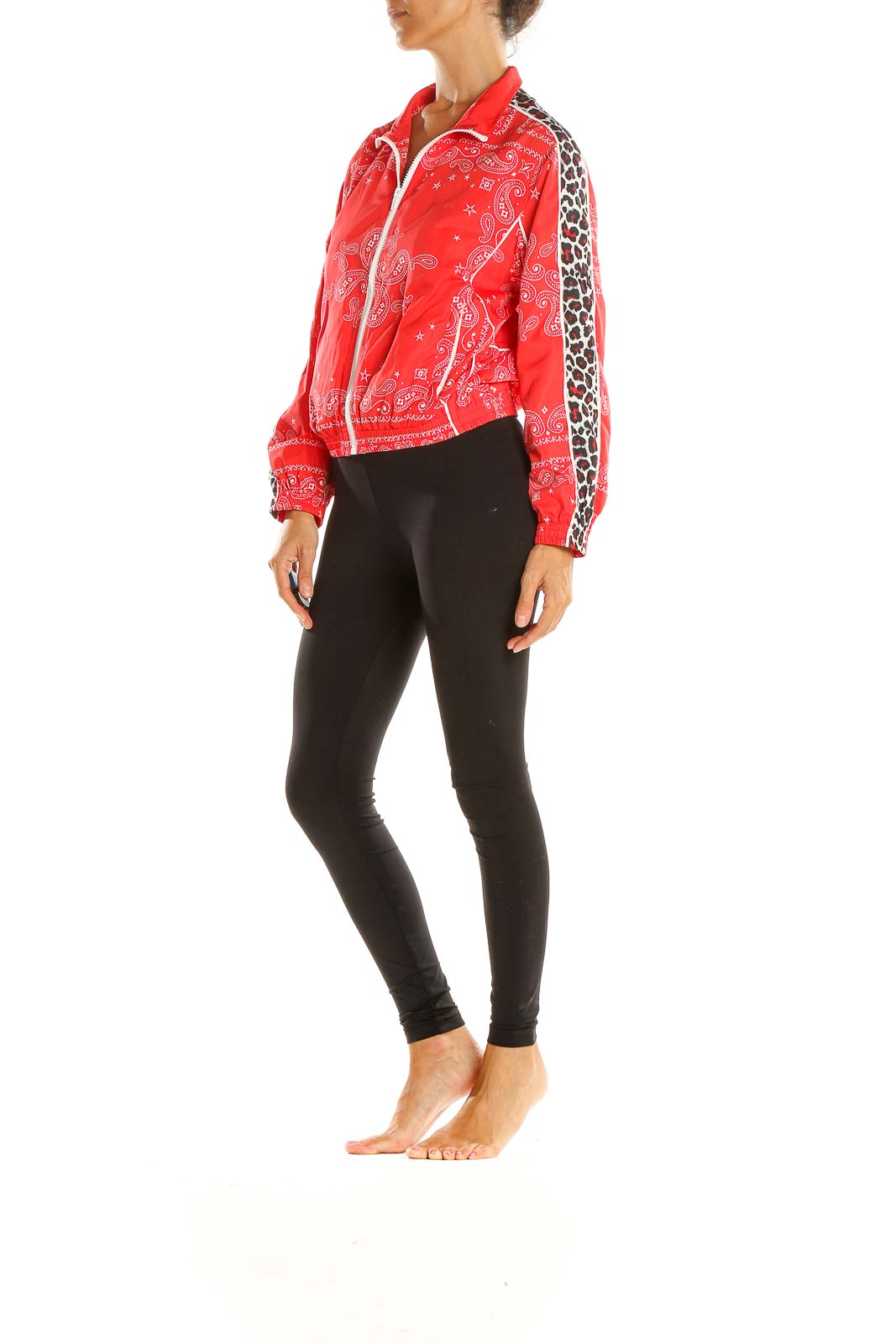 Red Printed Bomber Jacket