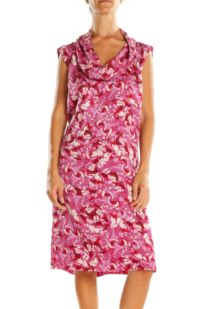 Pink Printed Retro Shift Dress