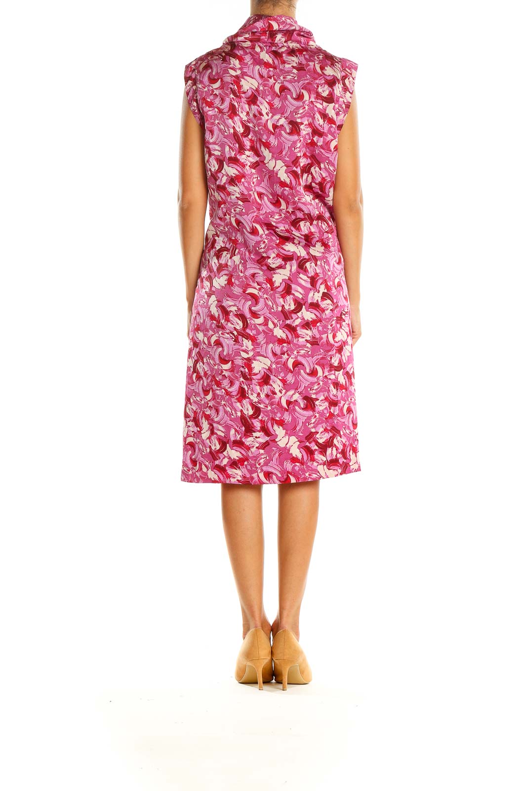 Pink Printed Retro Shift Dress