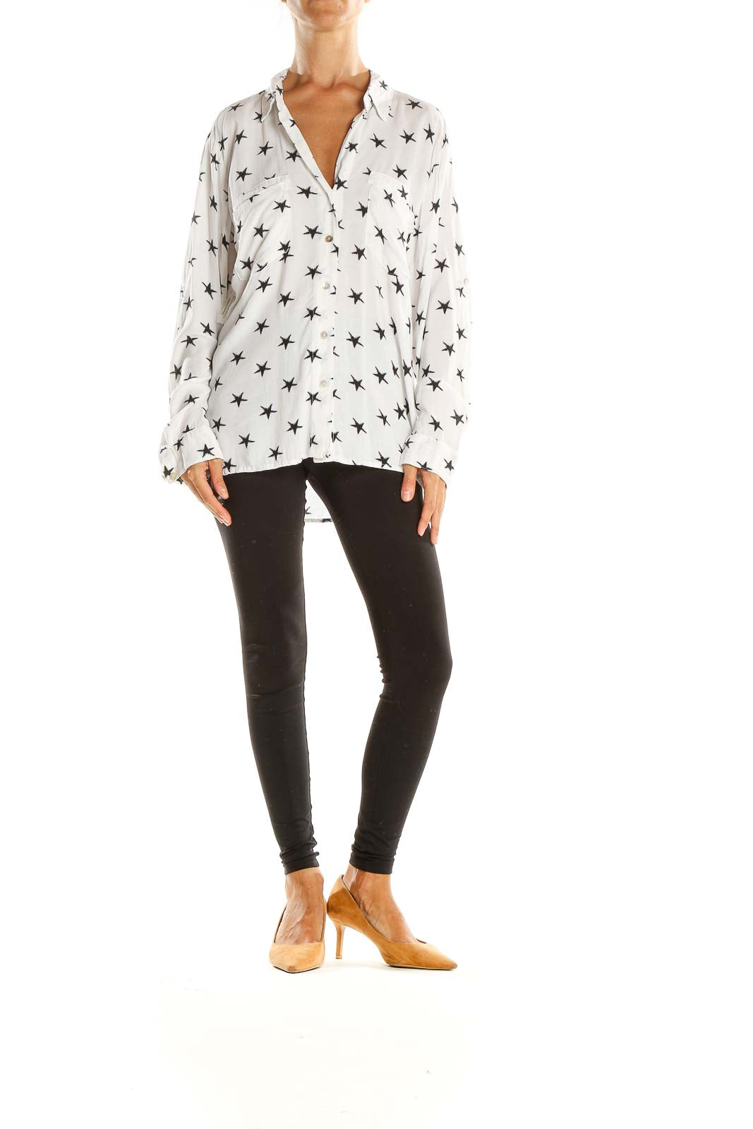 White Star Printed Casual Top