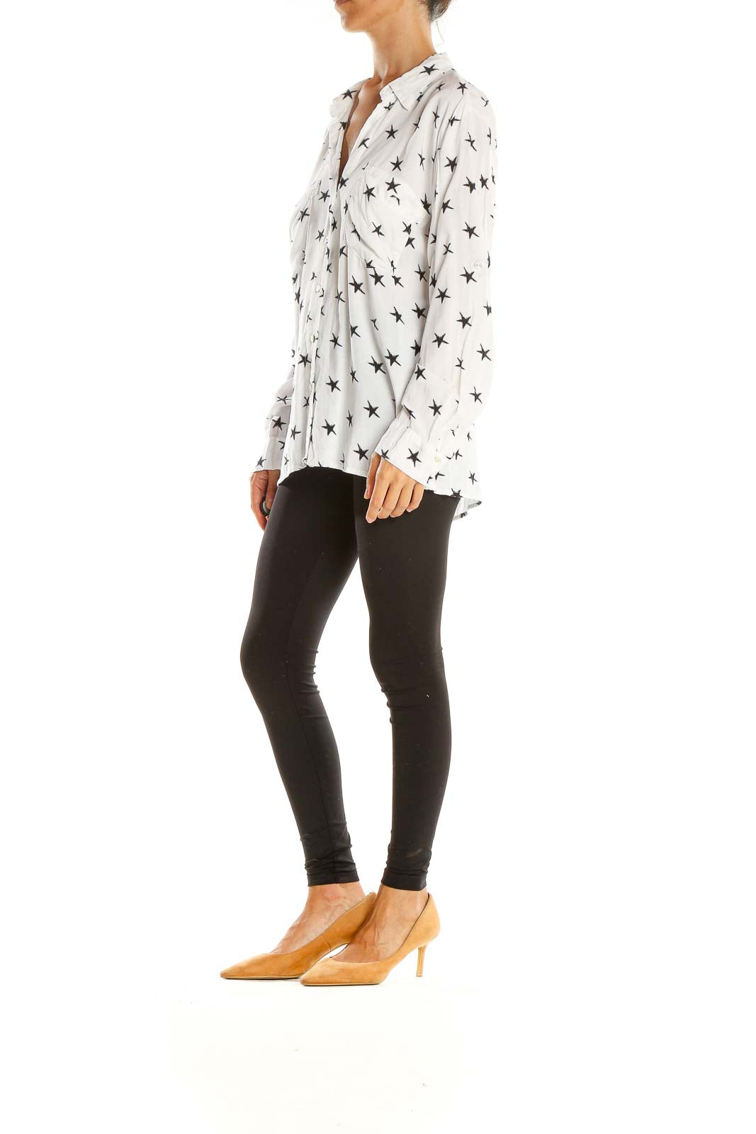 White Star Printed Casual Top