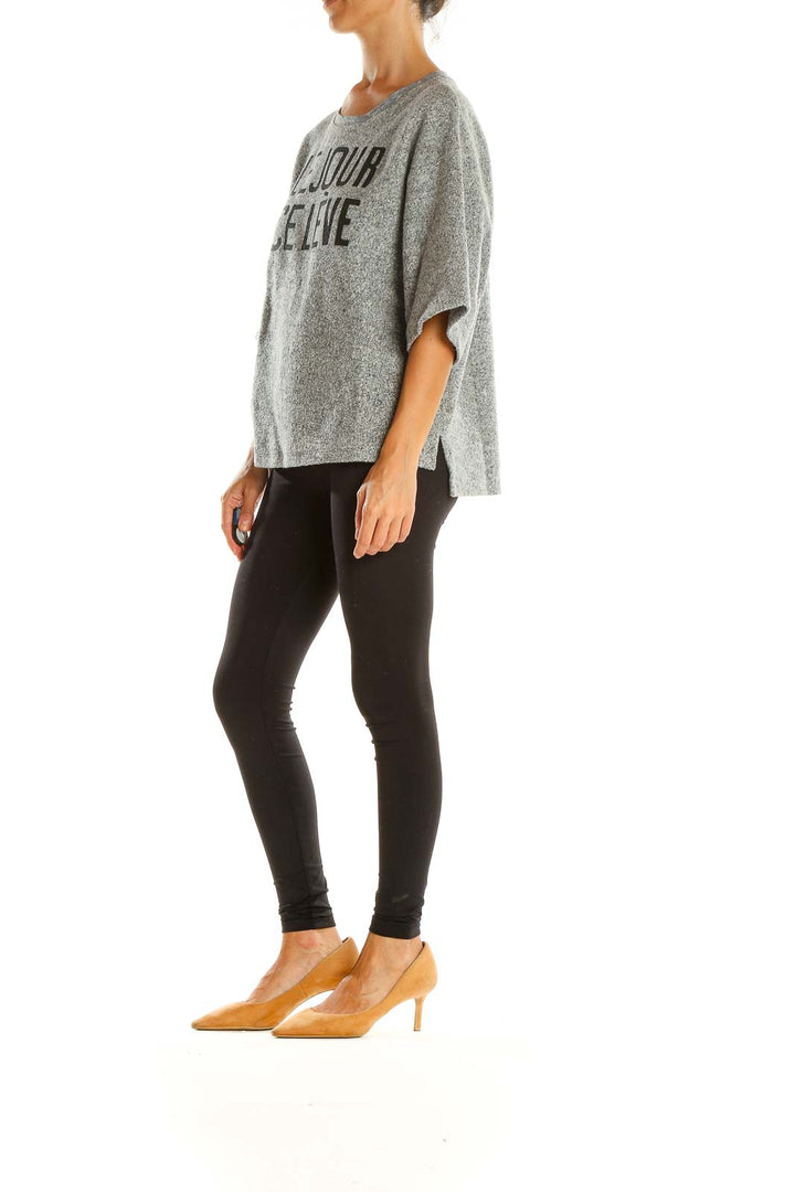 Gray Graphic Print Casual Top