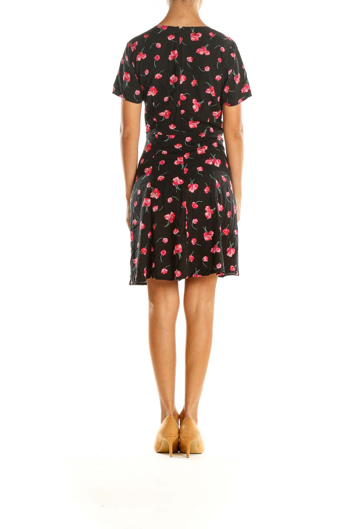 Black Floral Print Day Dress