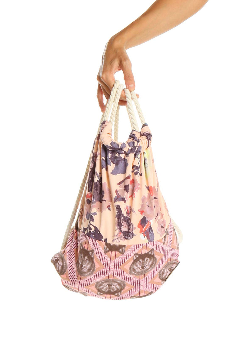 Pink Printed Sack Backpack