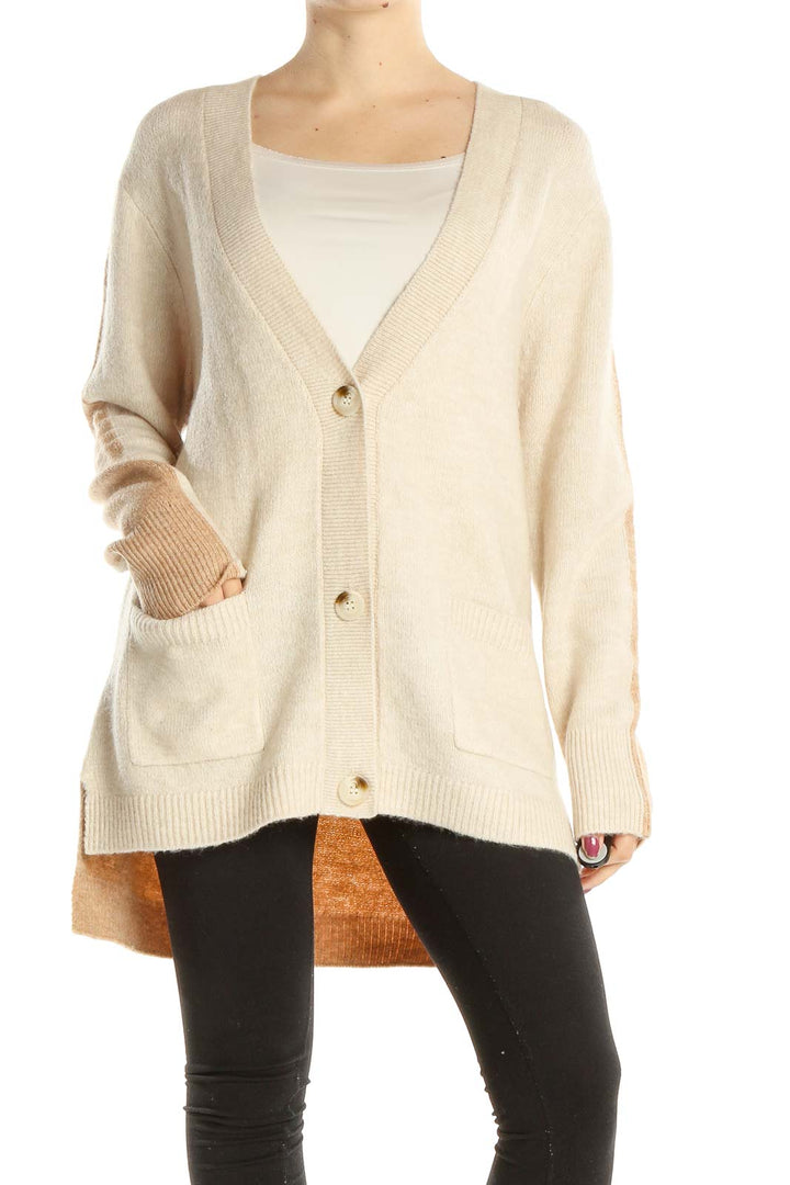 Beige Two-Toned Cardigan