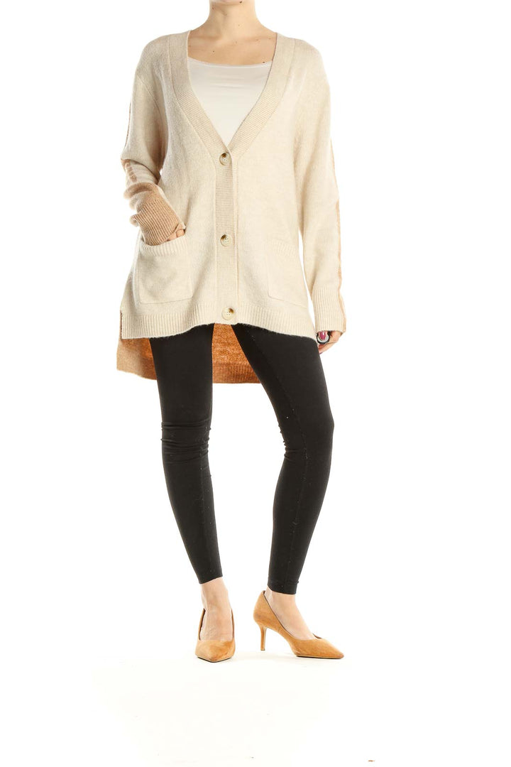 Beige Two-Toned Cardigan