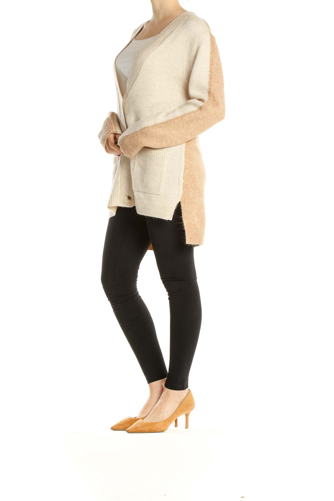 Beige Two-Toned Cardigan