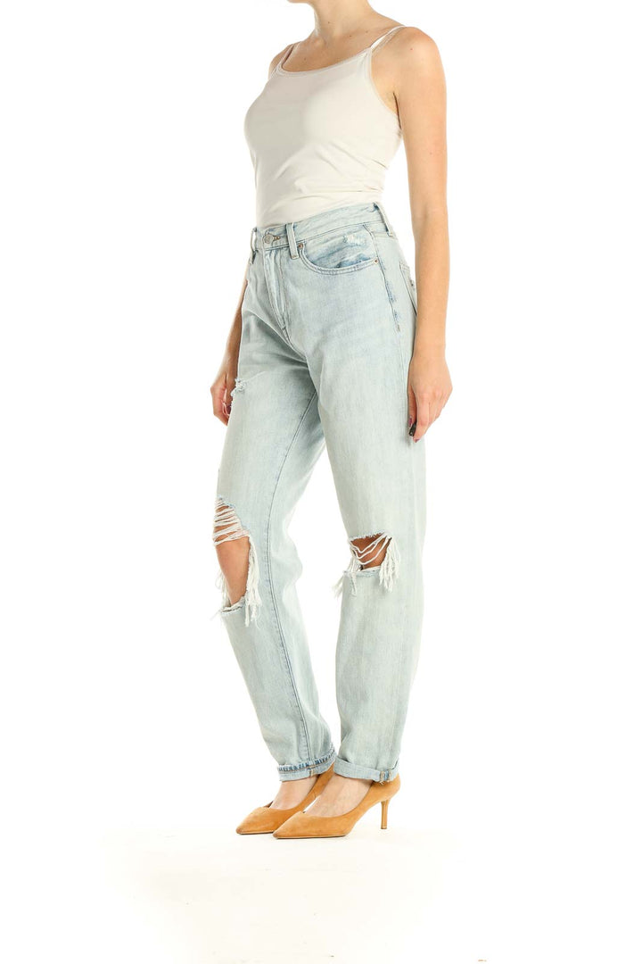 Blue Distressed Boyfriend Jeans