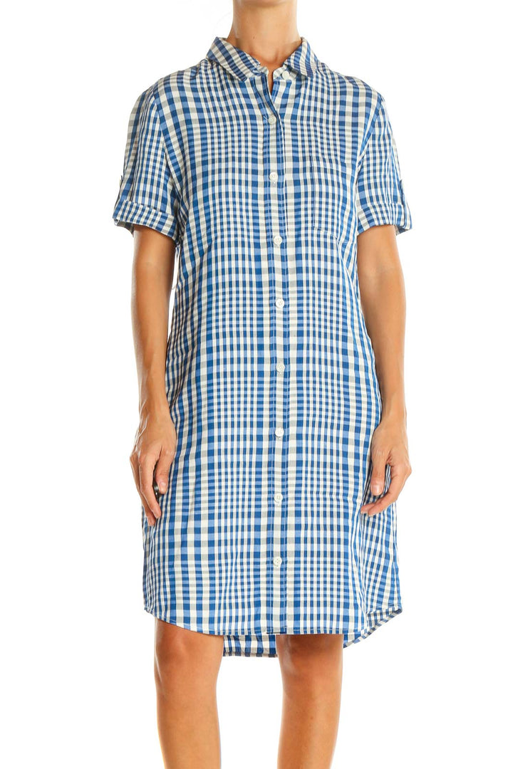 Blue Checker Print Day T-shirt Dress