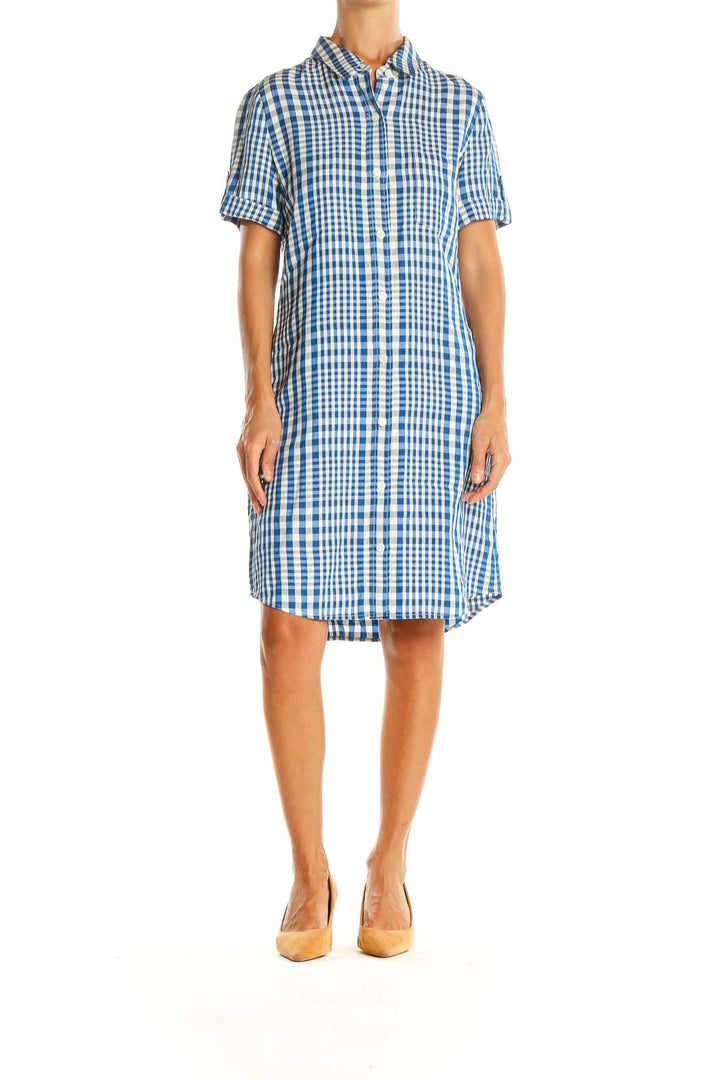 Blue Checker Print Day T-shirt Dress