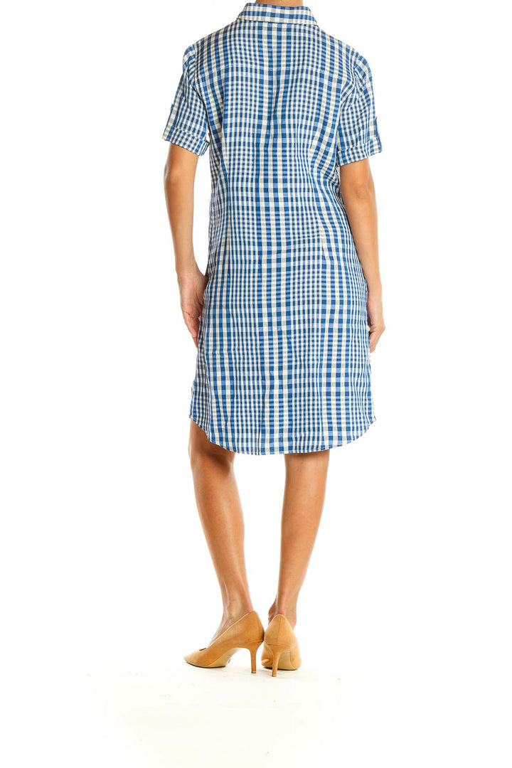 Blue Checker Print Day T-shirt Dress