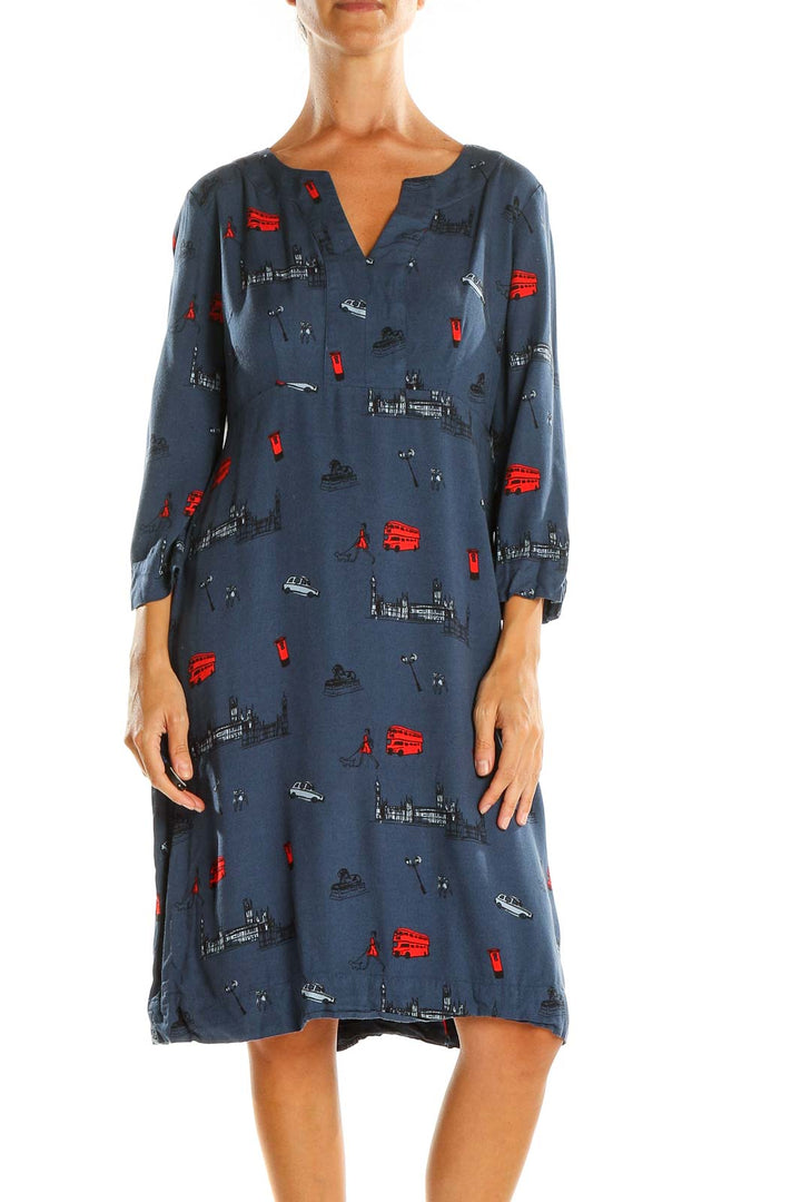 Blue Printed Day Dress