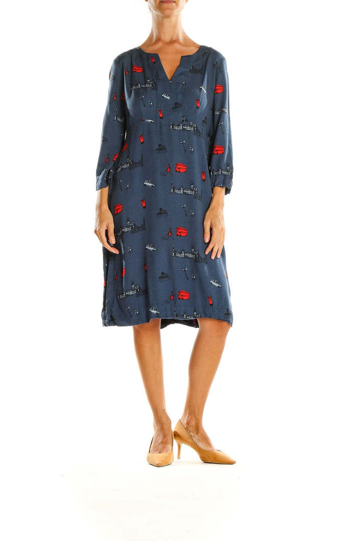 Blue Printed Day Dress