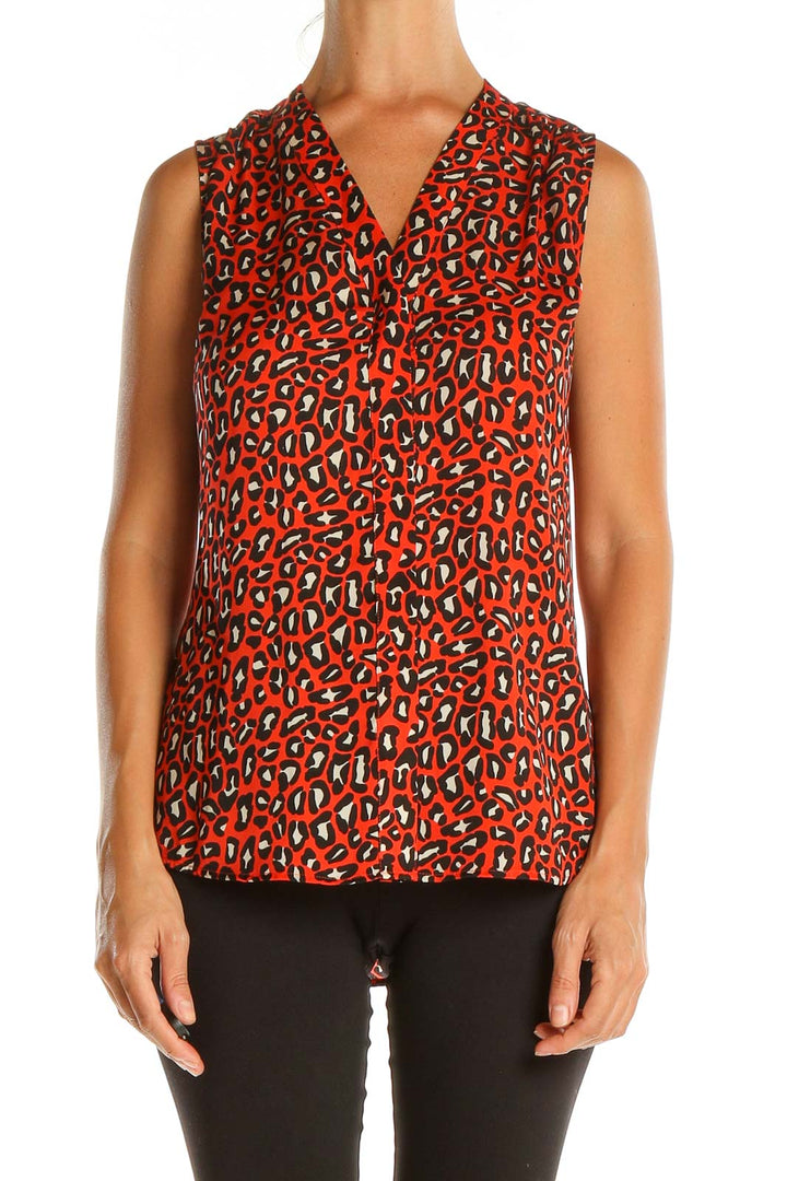 Red Animal Print Blouse