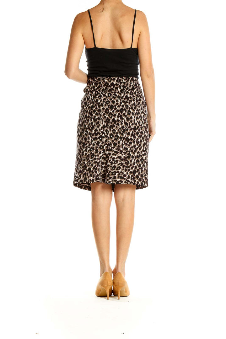 Brown Animal Print Pencil Skirt