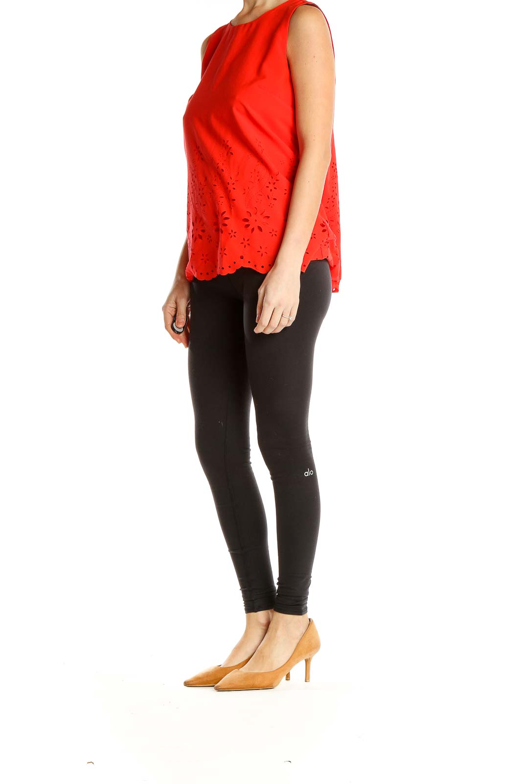 Red Eyelet Top