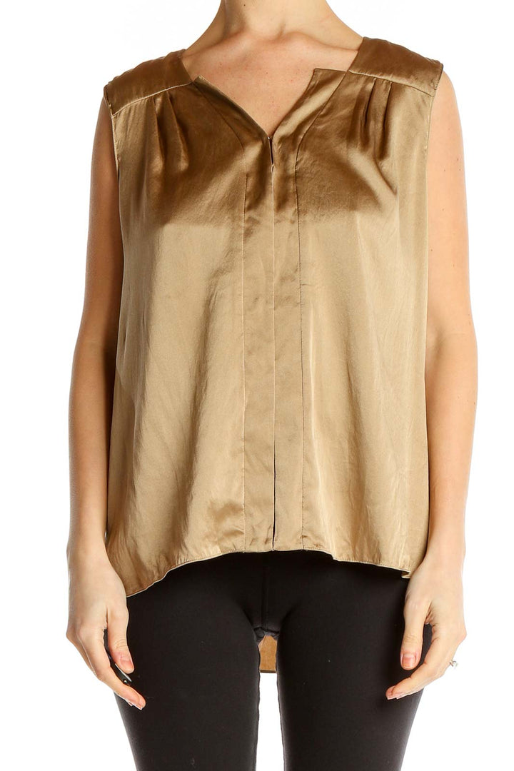 Gold Chic Silk Sleeveless Blouse