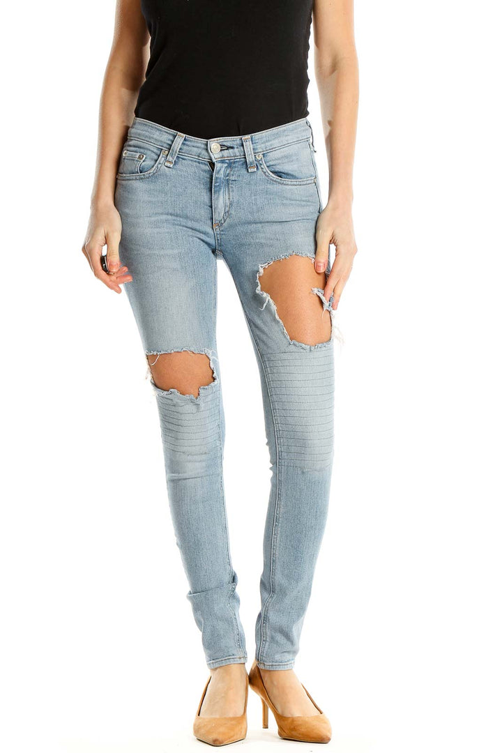 Blue Distressed Skinny Jeans