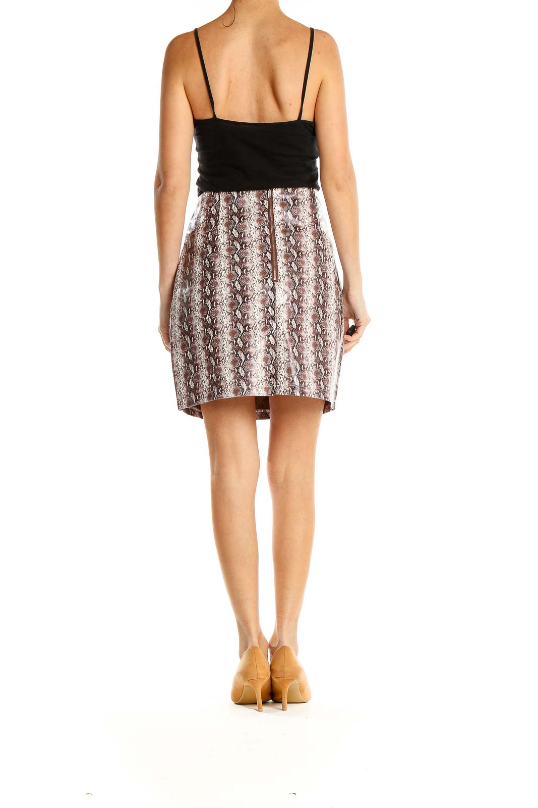 Brown Animal Print Chic Pencil Skirt